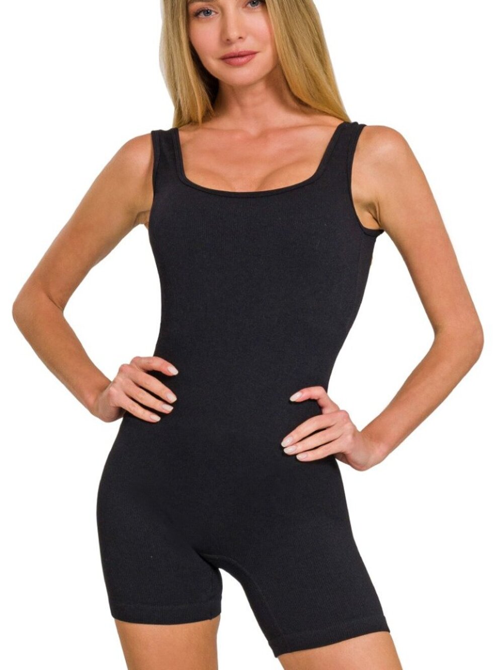 BB100 | Ribbed Seamless Body-contouring Fit Body Suit - Black